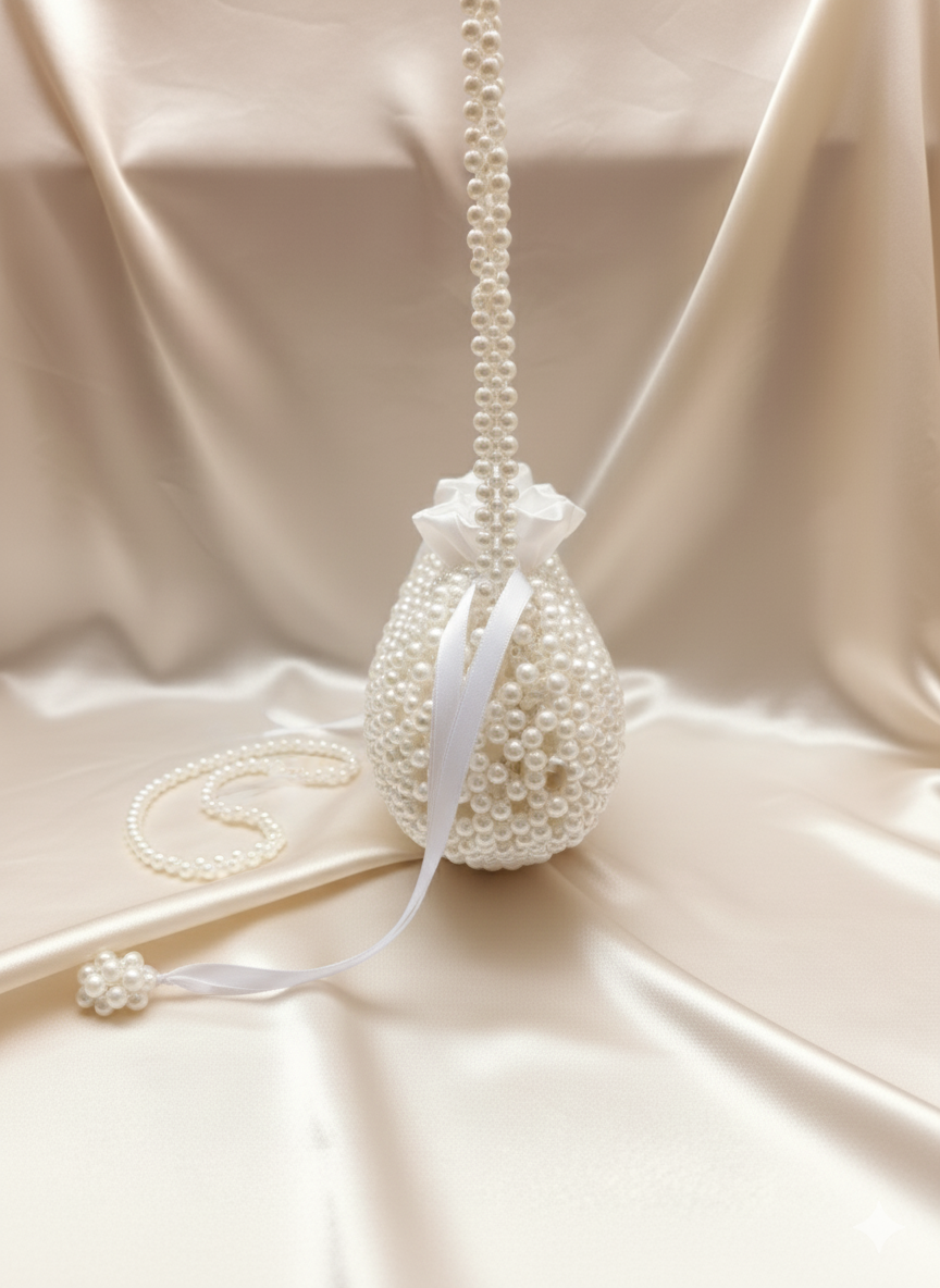 Elegant Pearl Heart Shaped Crossbody Bag
