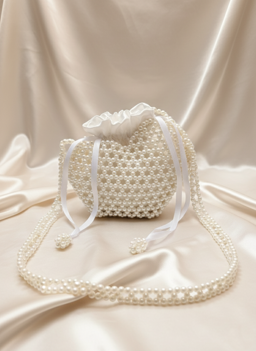Elegant Pearl Heart Shaped Crossbody Bag